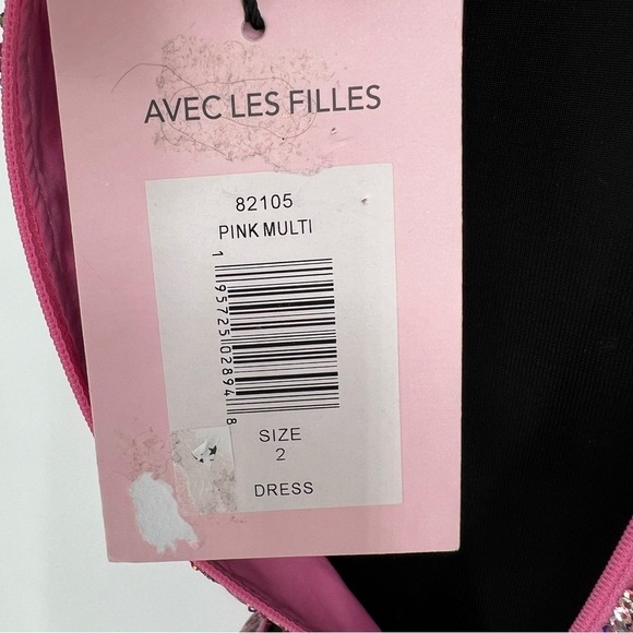 NWT Avec Les Filles Sequin Puff Sleeve Cutout Dress Pink Size 2 - Picture 9 of 16
